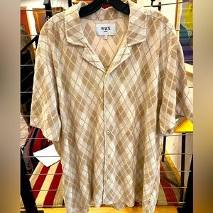 Wax London men’s terry cloth print collared shirt (XL)